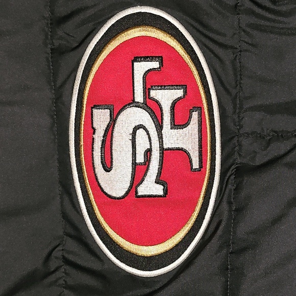 San Francisco 49ers Black Puffer Jacket with Fur Hood Large - Picture 7 of 16
